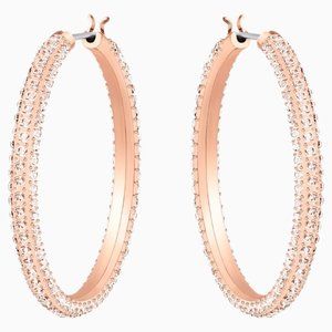 STONE HOOP PIERCED EARRINGS, PINK, ROSE-GOLD TONE